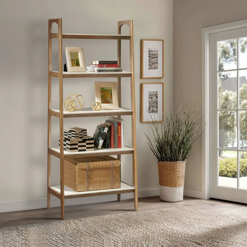Parker - Bookcase With 5 Shelves - Off White / Natural by Unique Piece Furniture