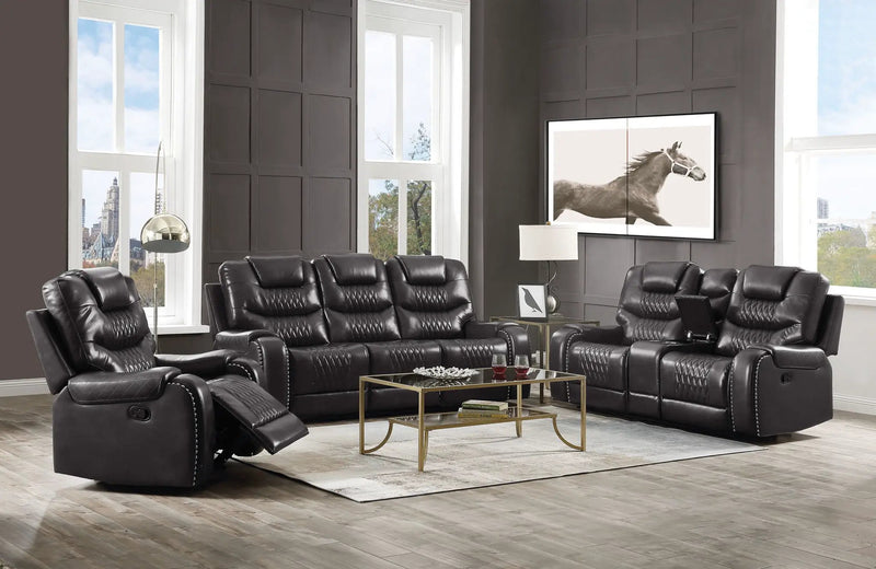 Braylon - Magnetite Synthetic Leather Manual Recliner Sofa - Brown by Unique Piece Furniture