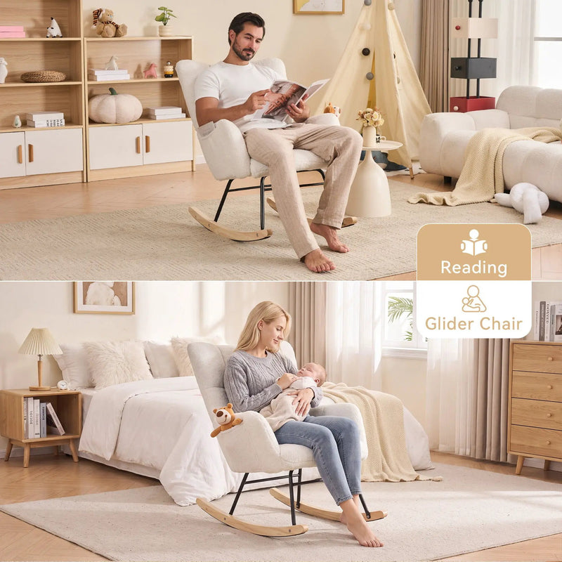 Rocking Gilder Chair For Living Room - Ivory by Unique Piece Furniture