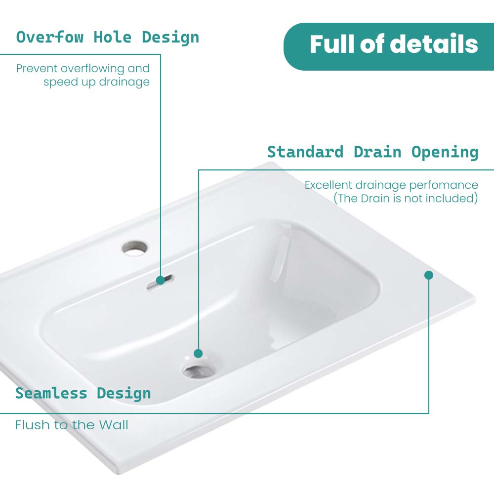 Glossy White Ceramic Integrated Sink by HouseOfZazla