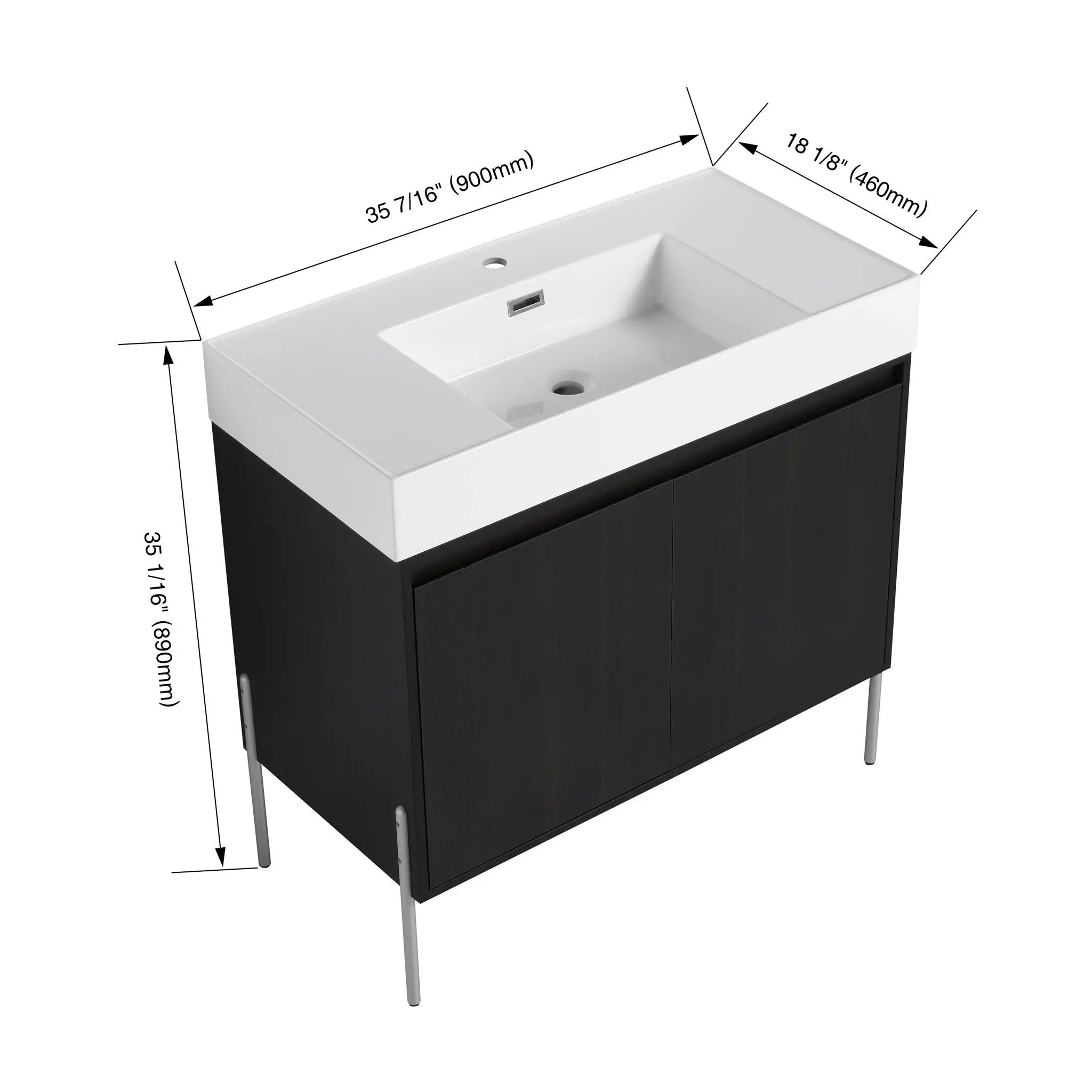 Freestanding Bathroom Vanity With Resin Sink And Storage Cabinet by HouseOfZazla