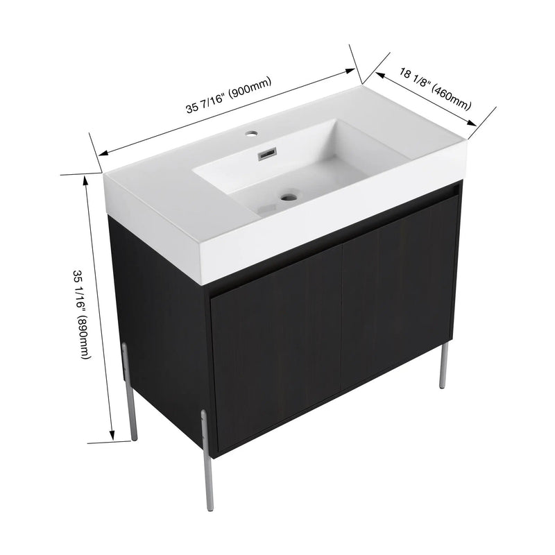 Freestanding Bathroom Vanity With Resin Sink And Storage Cabinet by HouseOfZazla
