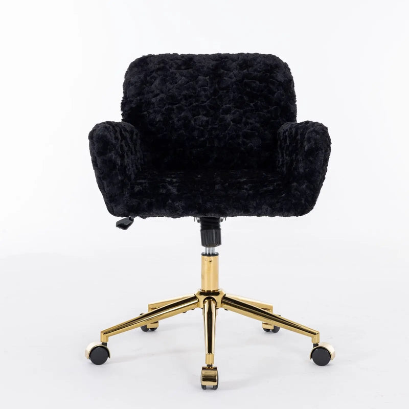 Office Chair, Artificial Rabbit Hair Home Office Chair With Metal Base, Adjustable Desk Chair Swivel Office Chair, Vanity Chair by HouseOfZazla