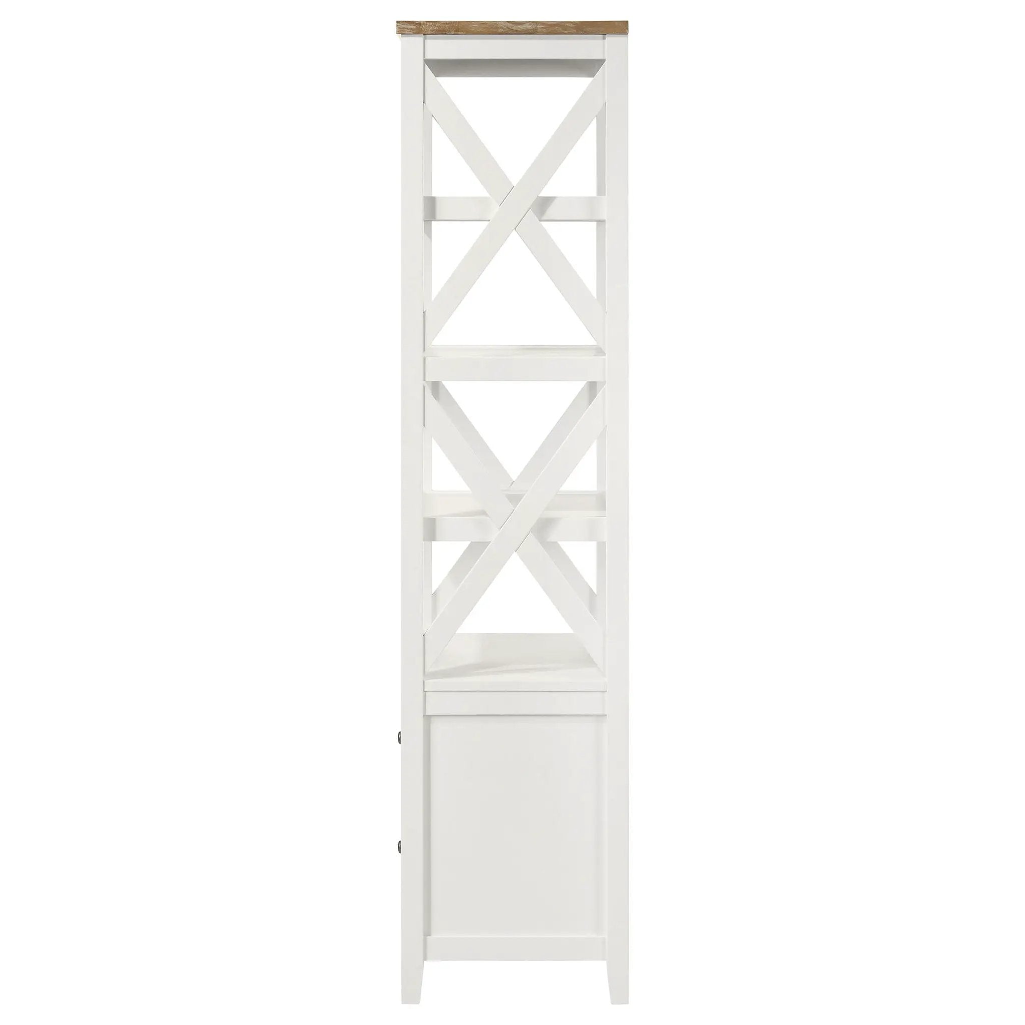 Hollis 4-shelf Wood Media Tower with Drawers Brown and White by Unique Piece Furniture