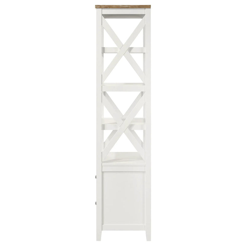 Hollis 4-shelf Wood Media Tower with Drawers Brown and White by Unique Piece Furniture