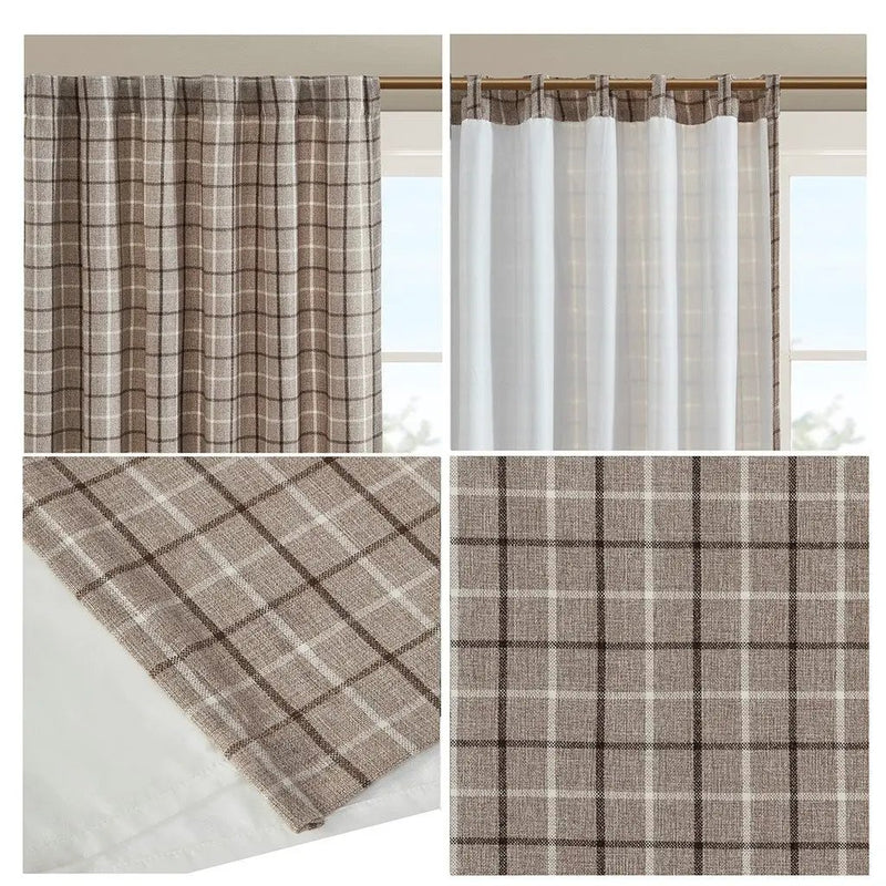 Plaid Rod Pocket and Back Tab Curtain Panel with Fleece Lining by HouseOfZazla