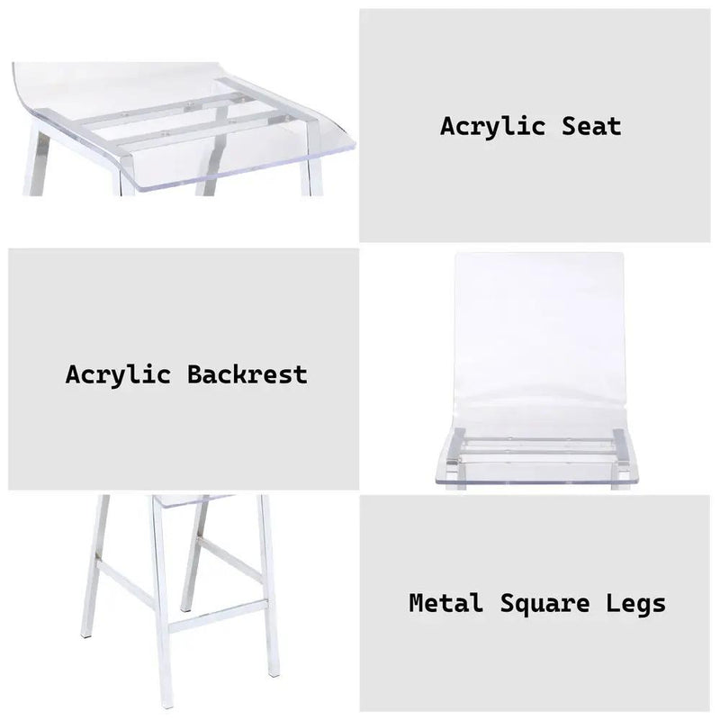 Nadie - Counter Height Chair (Set of 2) - Clear Acrylic & Chrome by Unique Piece Furniture