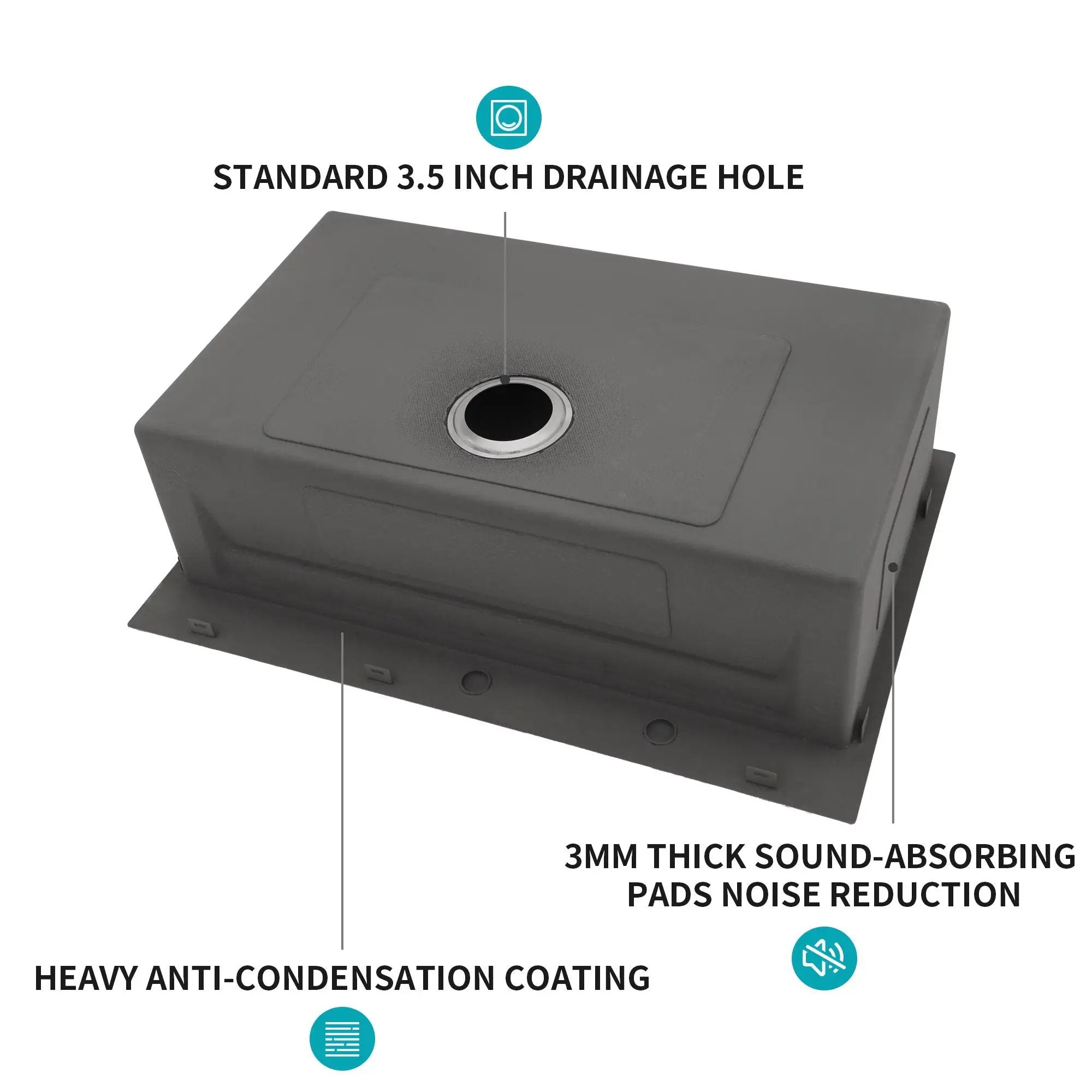 33" Drop In Kitchen Sink Single Bowl 16 Gauge Stainless Steel Ledge Workstation - Black by HouseOfZazla