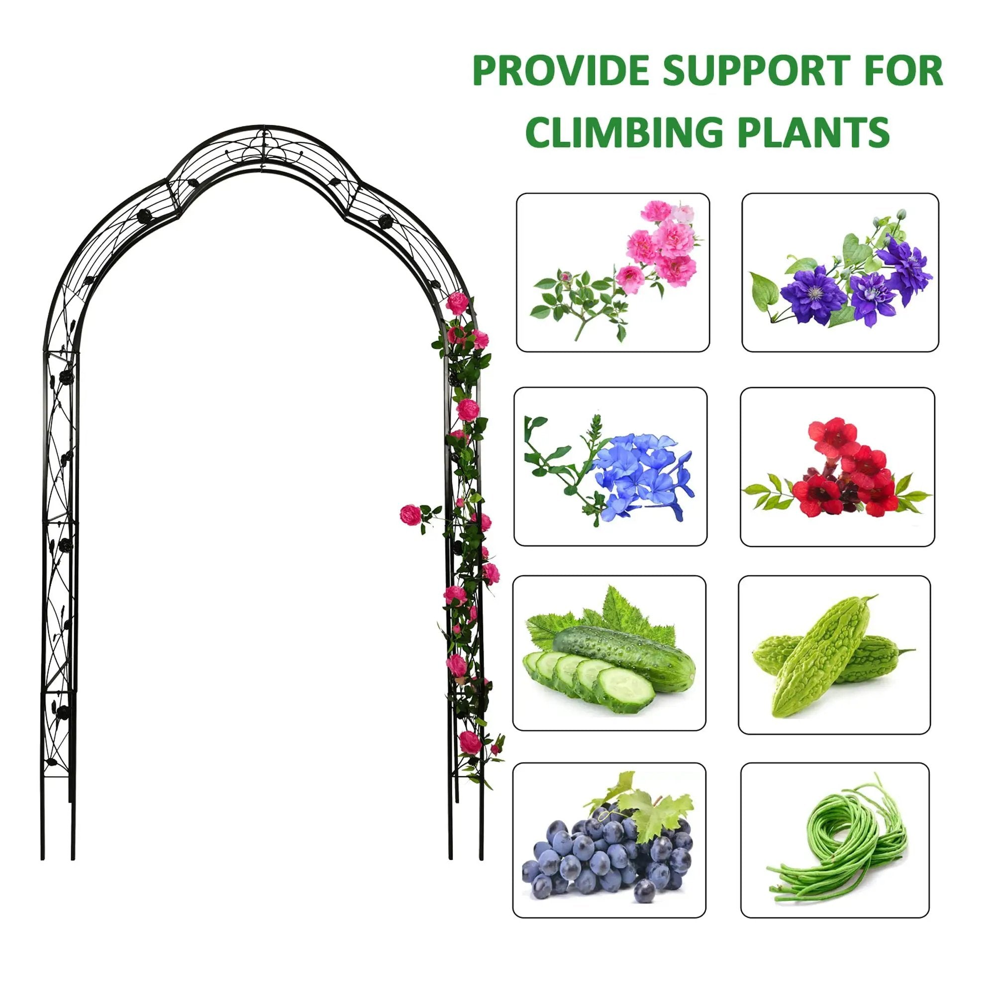 Metal Garden Arch Assemble Freely With 8 Styles Garden Arbor Trellis Climbing Plants Support Rose Arch by HouseOfZazla