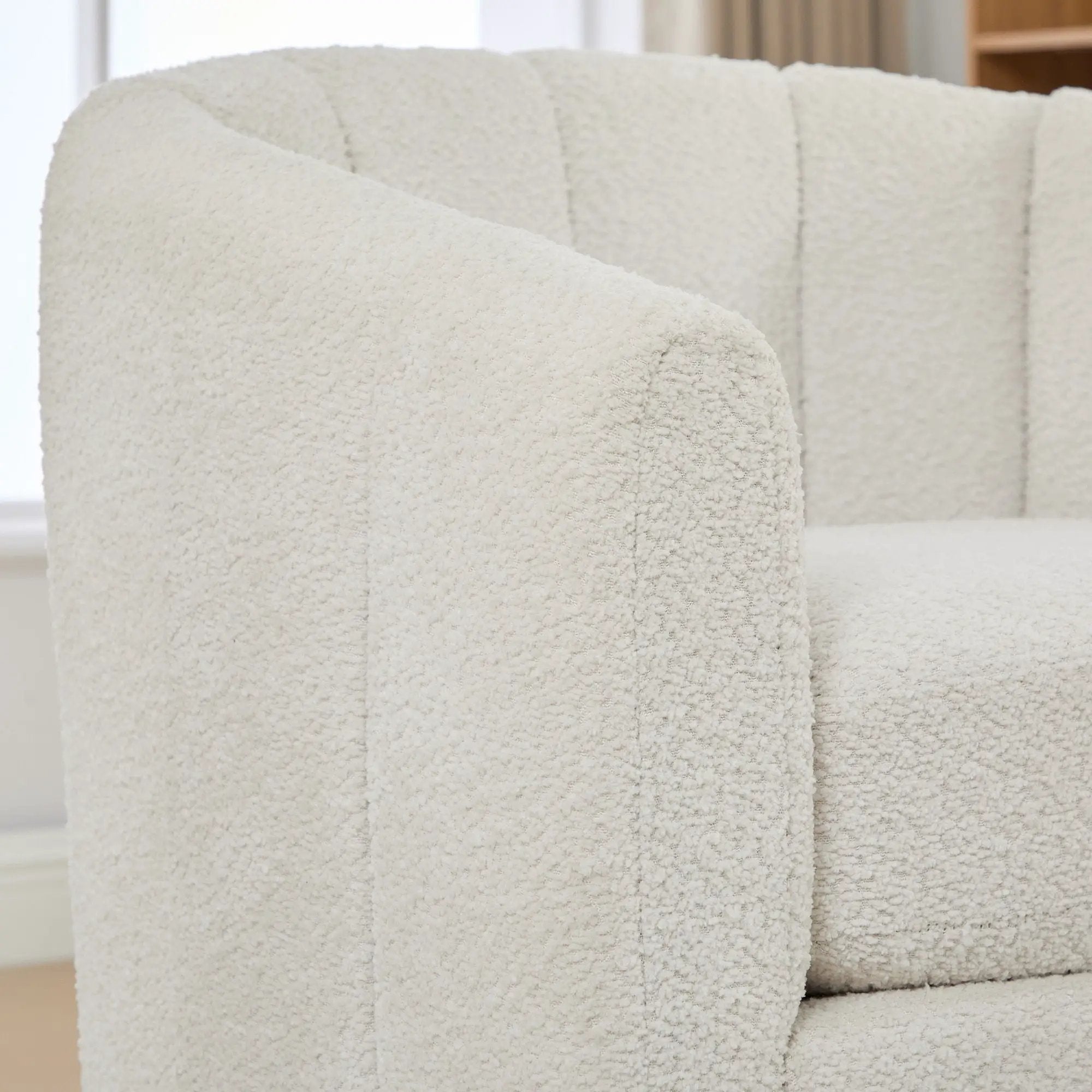 360 Degrees Swivel Upholstered Barrel Armchair For Living Room - Ivory by HouseOfZazla
