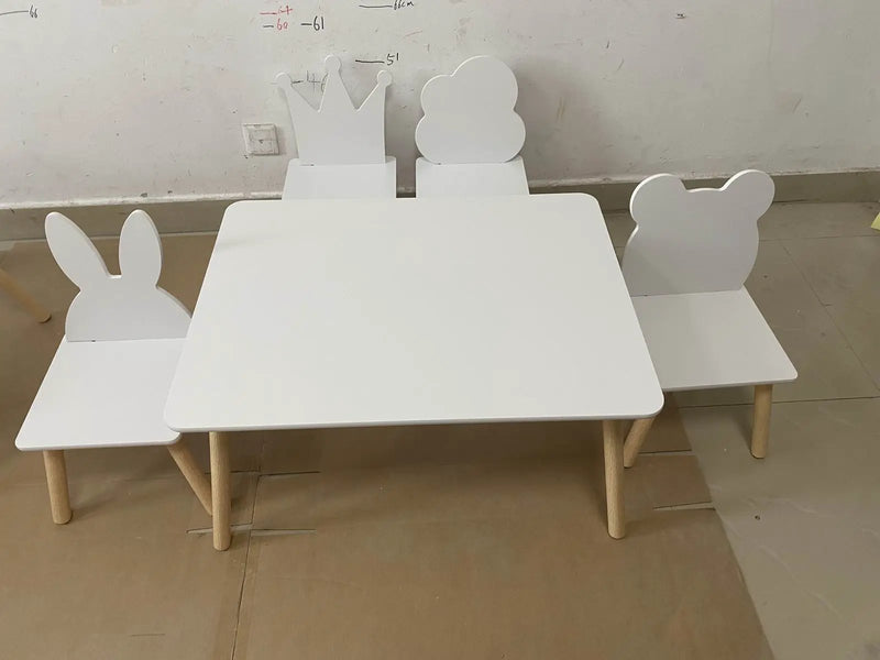 Big Kids Table and 4 Chairs Set, 5 Pieces Toddler Table and Chair Set by HouseOfZazla