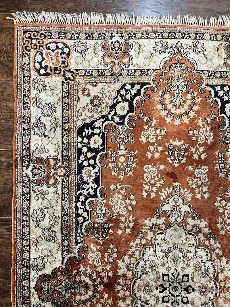Turkish Silk Rug 3x5, Very Fine 400 KPSI, Floral Medallion, Hand Knotted by Jewel Rugs