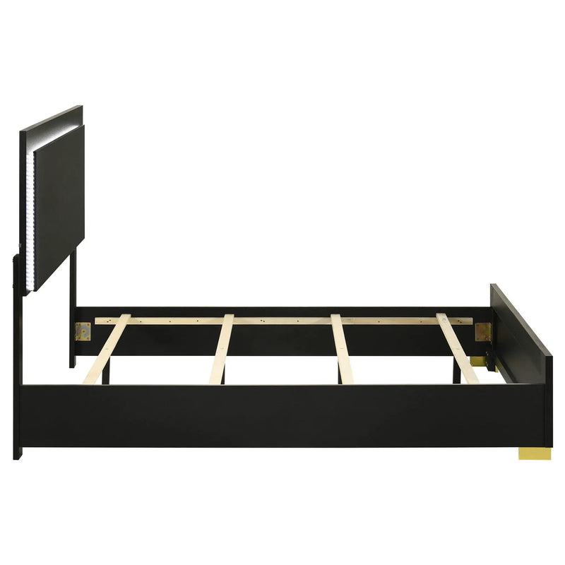 Marceline Wood Full LED Panel Bed Black by Unique Piece Furniture