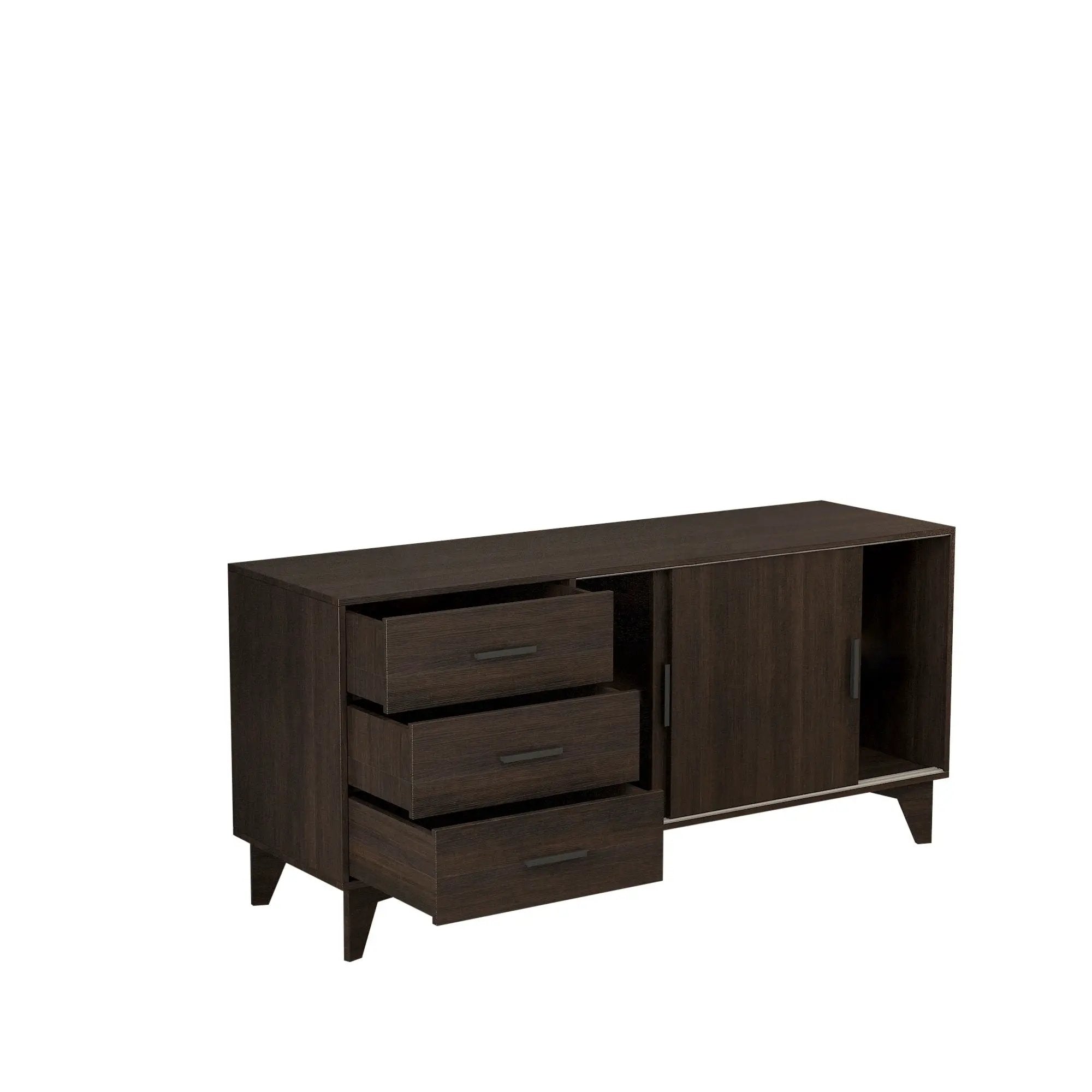 Parker - TV Stand With Sliding Doors And Drawers - Dark Brown by HouseOfZazla