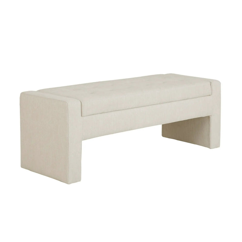 Elegant Soft Close Storage Bench Polyester Upholstery - Cream by Unique Piece Furniture