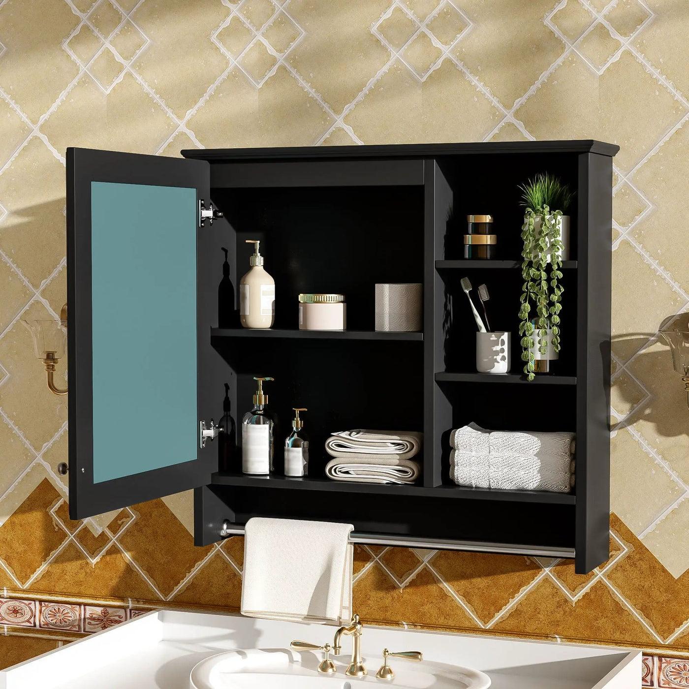 Wall Mount 2 In 1 Mirror Cabinet With Adjustable Shelf, Soft-Closing Hinges by Unique Piece Furniture