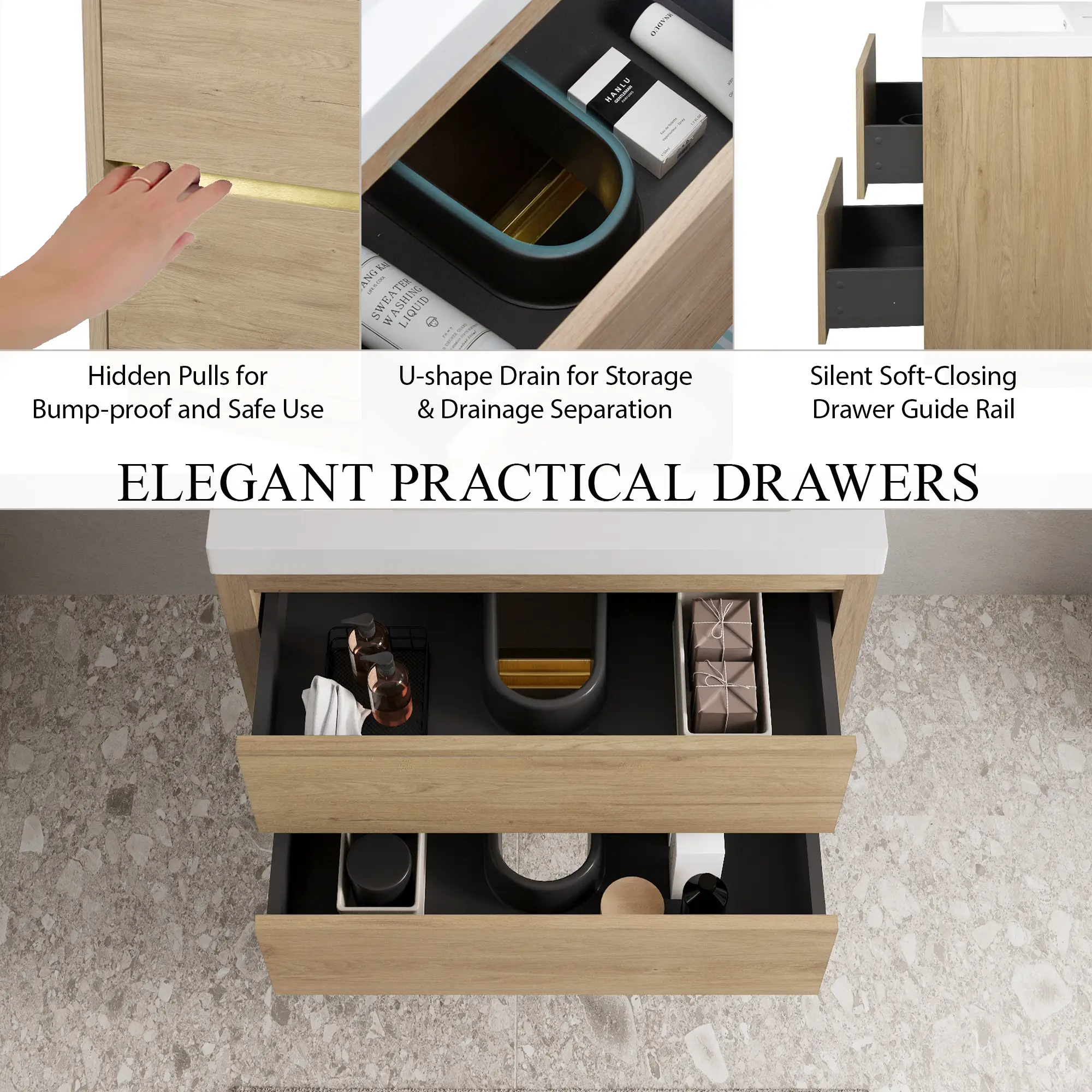 30" Wall-Mounted Bathroom Vanity with Sink, Floating Storage Cabinet by HouseOfZazla