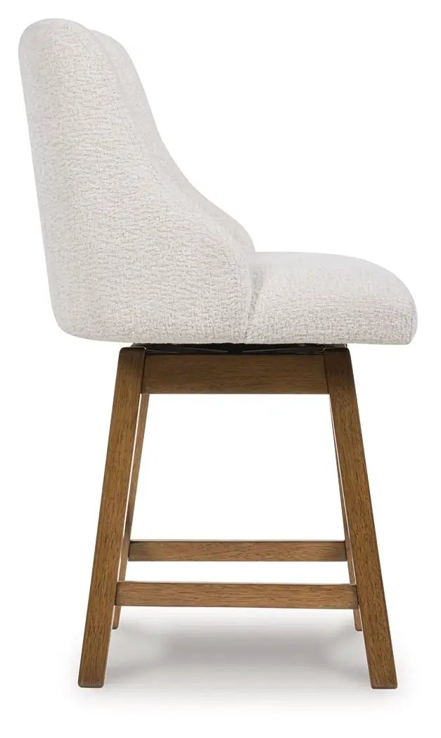 Cabalynn - Upholstered Swivel Barstool (Set of 2) - Oatmeal / Light Brown by Unique Piece Furniture