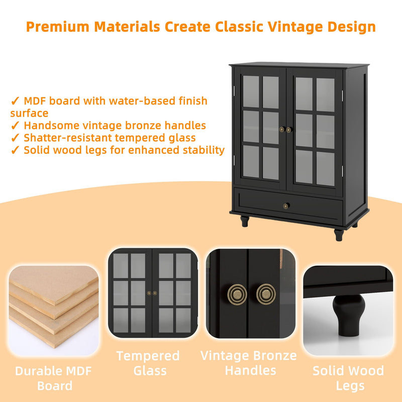 Minimalist Buffet Cabinet With Double Glass Doors And Drawer by HouseOfZazla