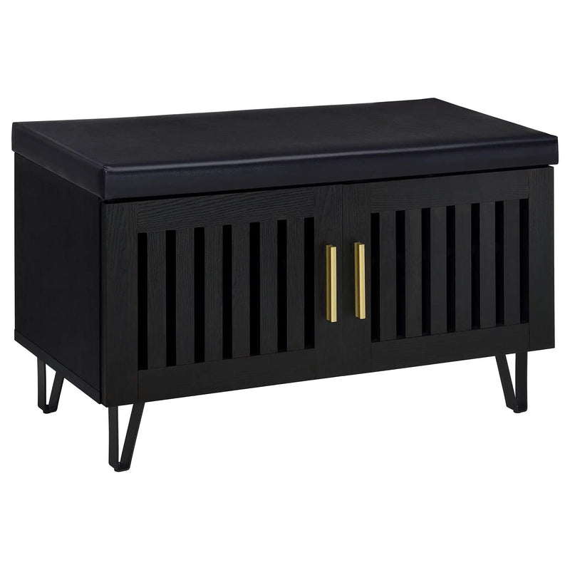 Brixton 2-door Padded Entryway Shoe Storage Bench Black by Unique Piece Furniture
