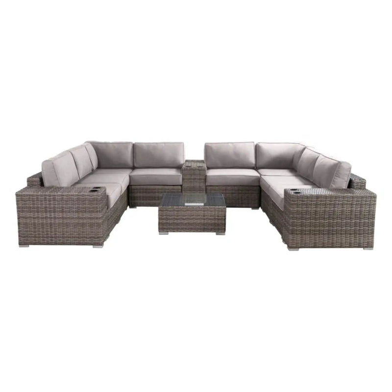 Modern Patio Rattan Sectional Set With Cushions by HouseOfZazla