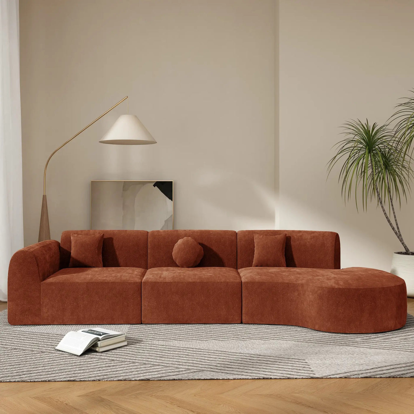 140" Modern Curved Sectional Sofa with Chaise Lounge by HouseOfZazla