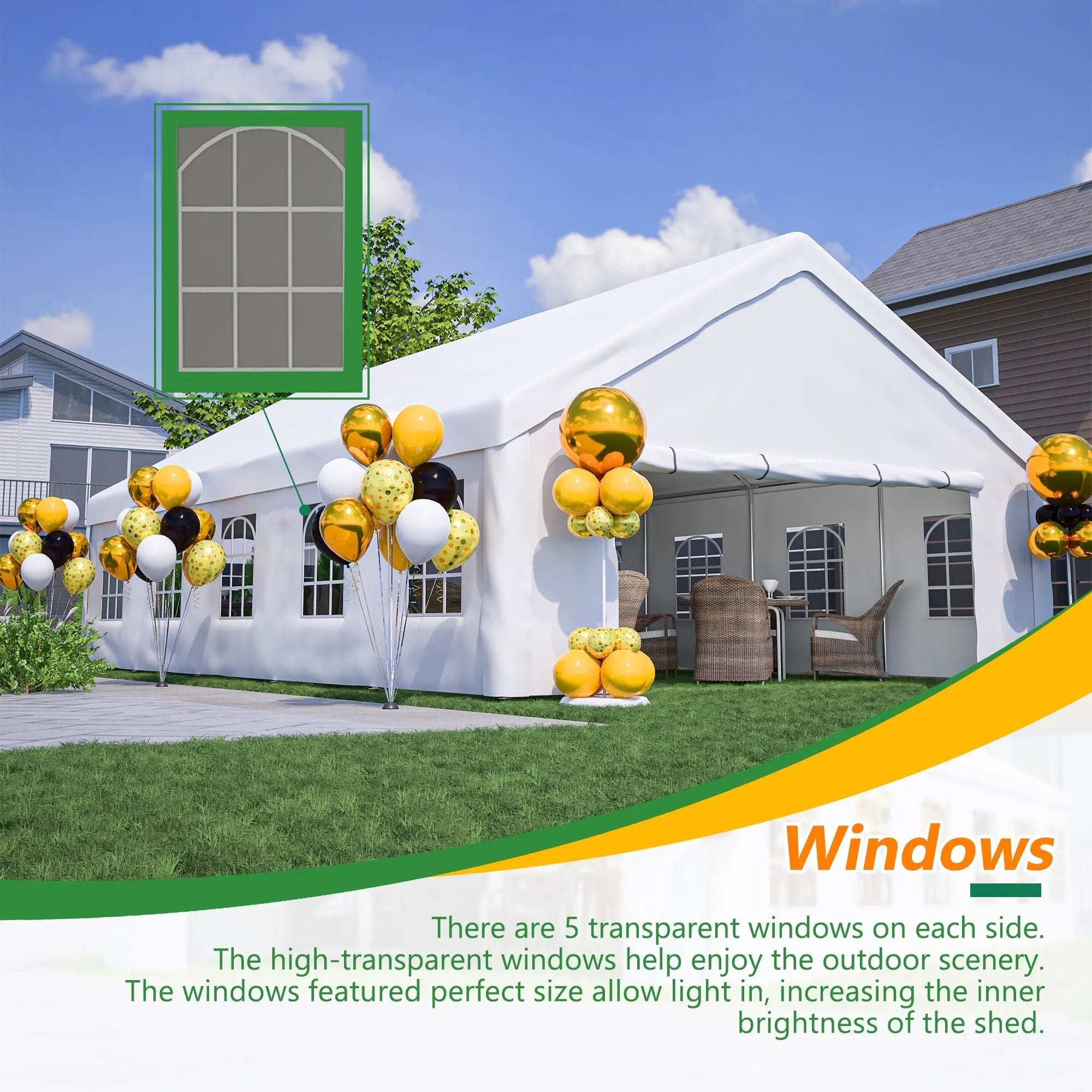 20x32 FT Party Tent with Removable Sidewalls & Storage Bags by HouseOfZazla