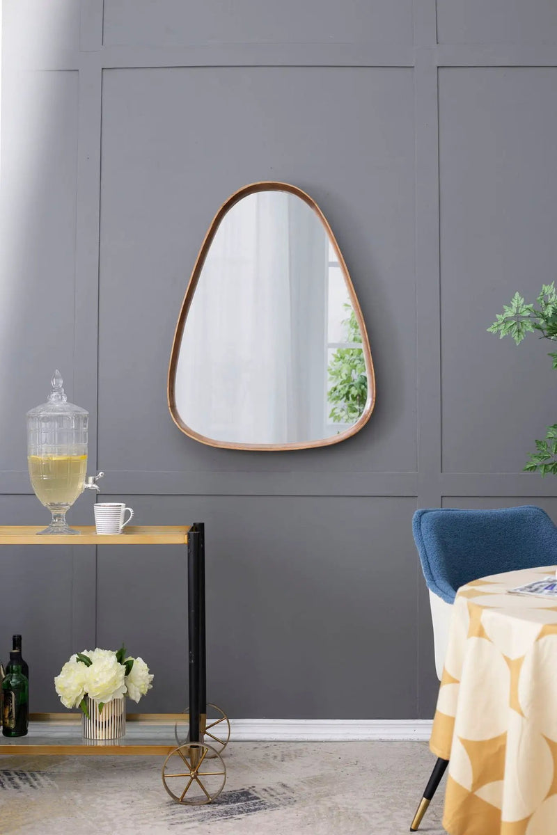 Irrgeular Mirror With Frame, Wall Mirror For Living Room Bathroom Entryway - Brown by Unique Piece Furniture