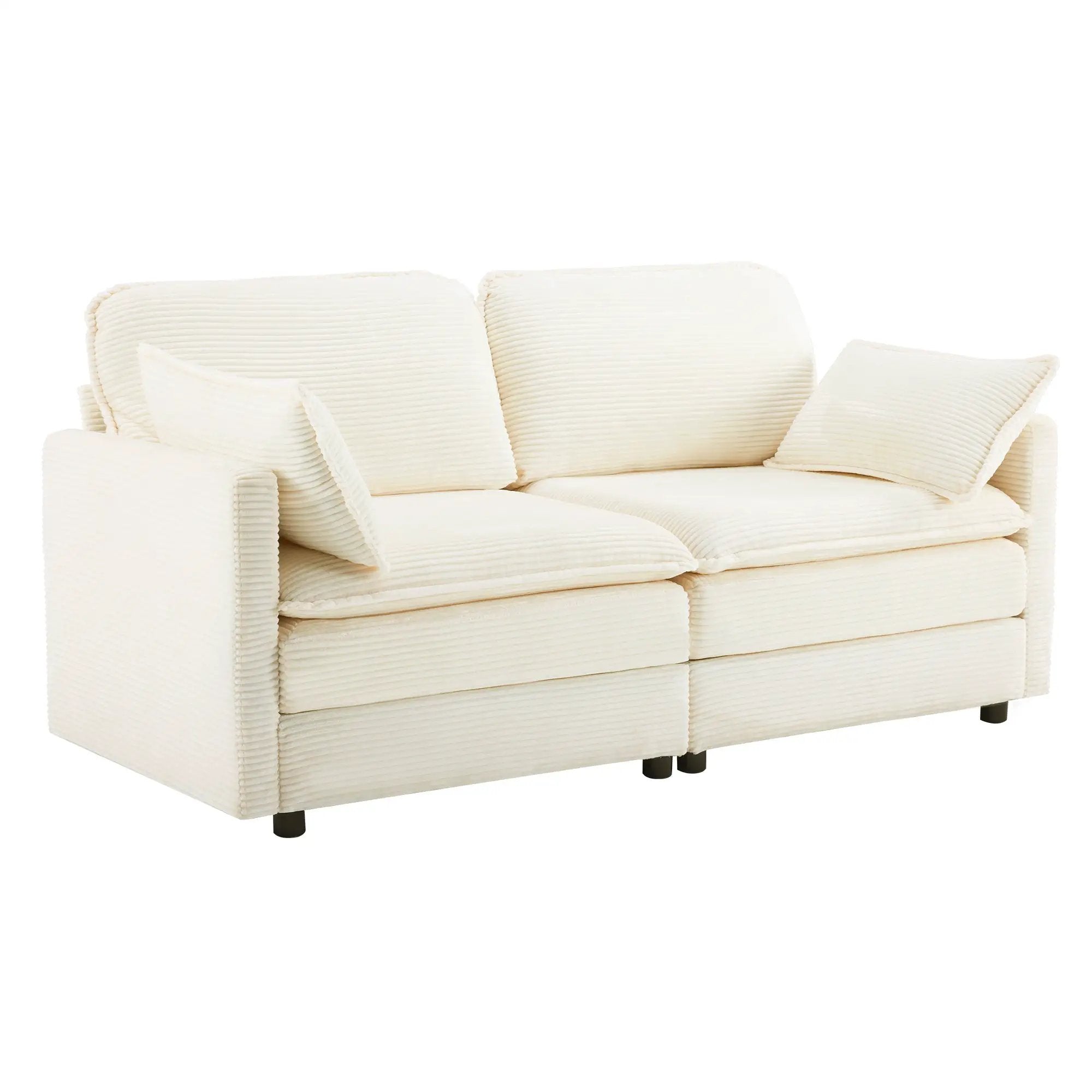 69" Plush Cloud Loveseat: Modular 2-Seater Sectional Sofa by HouseOfZazla