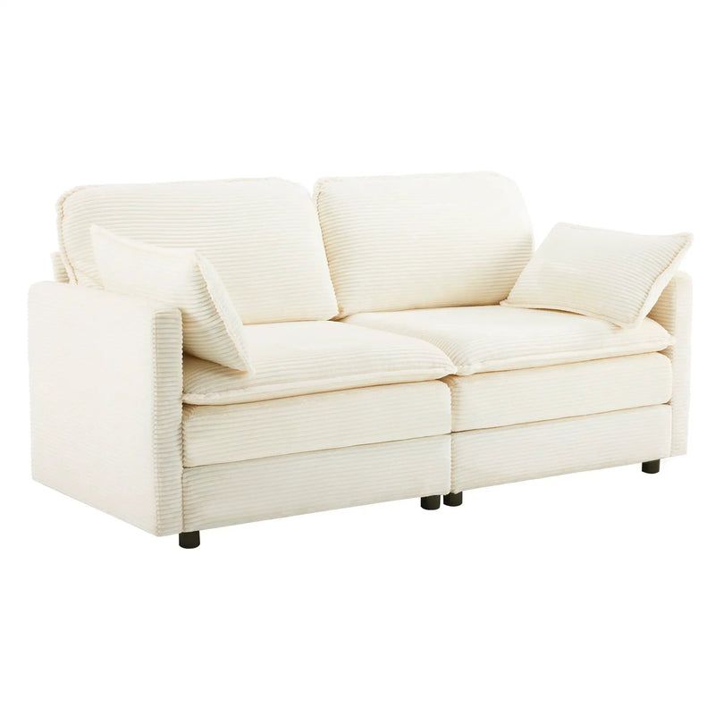 69" Plush Cloud Loveseat: Modular 2-Seater Sectional Sofa by HouseOfZazla