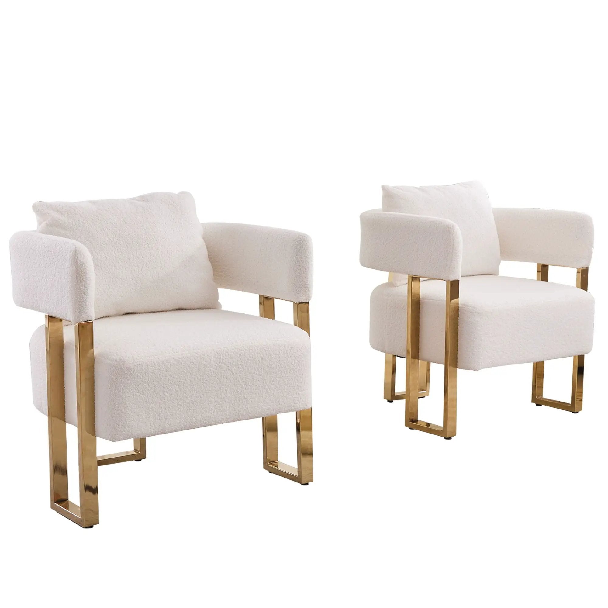 Modern Decorative Chair Teddy Fleece Upholstered And Metal Foot by Unique Piece Furniture