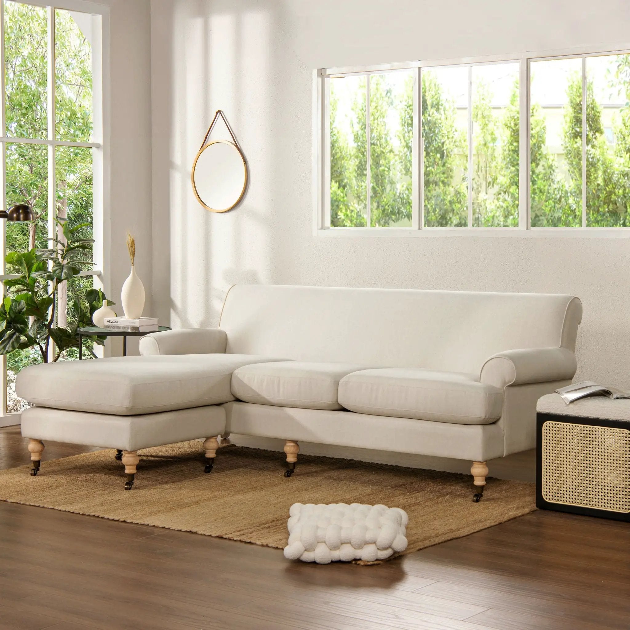Alana - L-Shape Reversible Sectional Sofa - Light Beige by Unique Piece Furniture