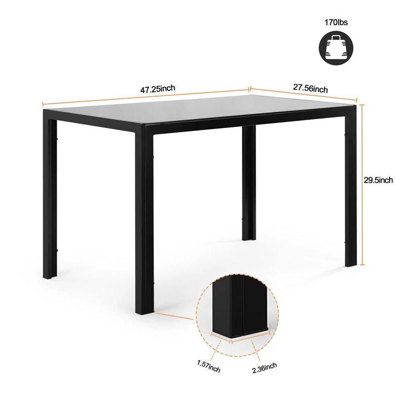 5 Pieces Dining Table Set For 4, Kitchen Room Tempered Glass Dining Table, 4 Faux Leather Chairs - Black by Unique Piece Furniture