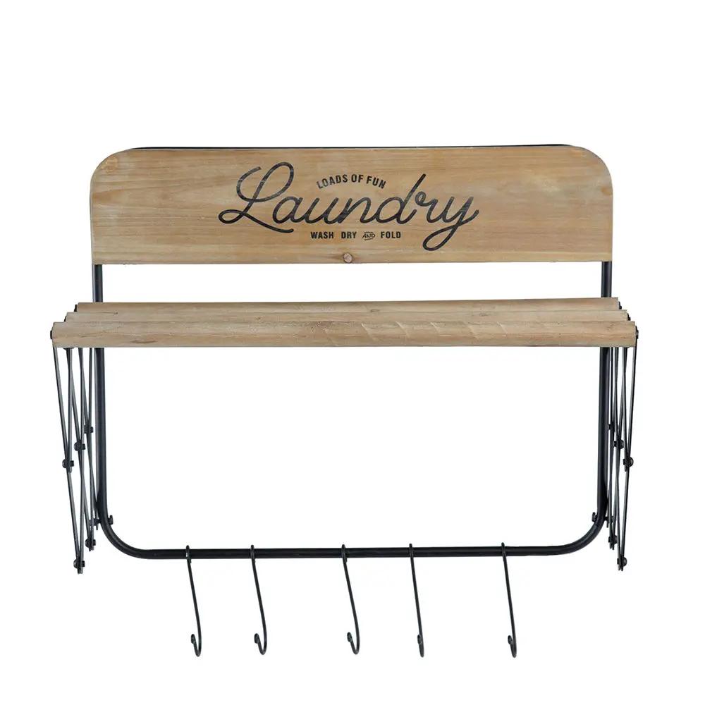 Laundry Rack With Accordion Design - Brown / Black - Black Brown by Unique Piece Furniture