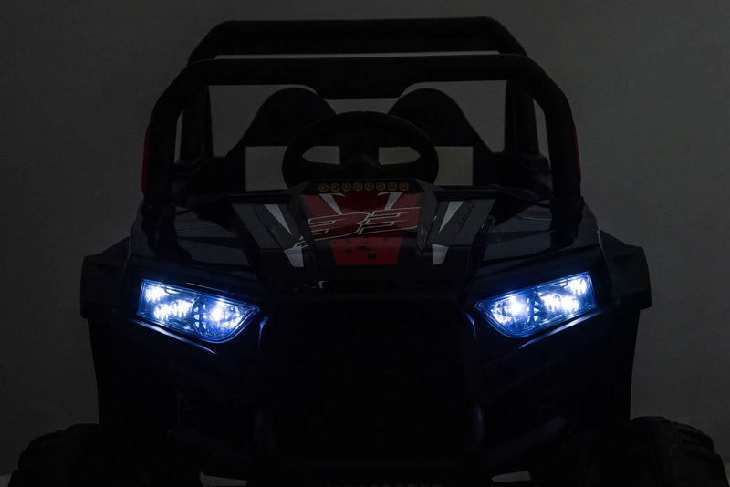 12V7A*2 30W*4 Four-Wheel Drive Seat One Button Start, Forward And Backward, High And Low Speed, Music, Front Light, Power Display, Two Doors Can Open, 2.4G R / C, Seat Belt Four Wheel Absorber by HouseOfZazla