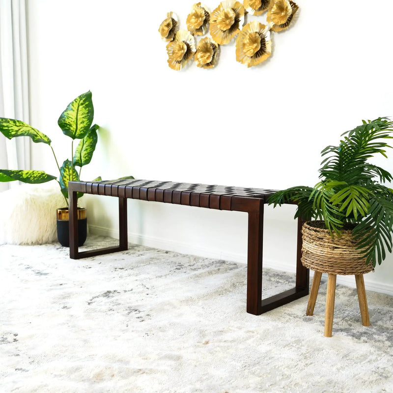 Christina - Bench - Cognac / Dark Brown / Tan by HouseOfZazla