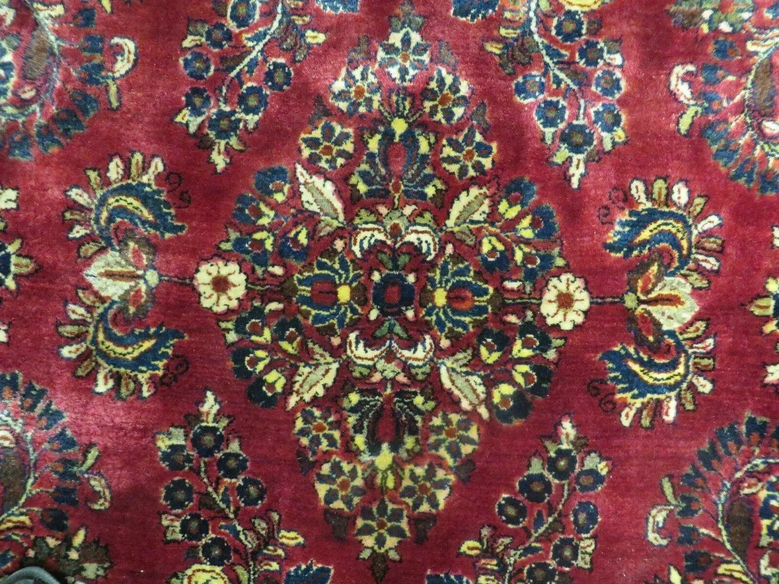 Persian Sarouk Rug 4x6, Red, Floral, Antique by Jewel Rugs