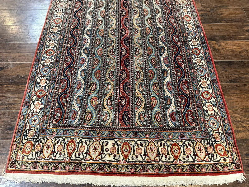 Persian Qum Rug 4x7, Striped Paisley Boteh Design by Jewel Rugs