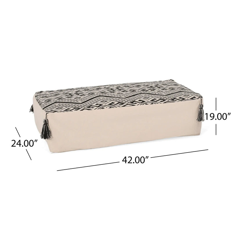 Kiki - Rectangular Pouf Ottoman Floor Cushion Natural - Black by HouseOfZazla