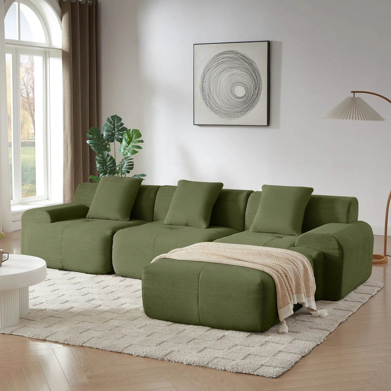 L Shaped Modular Sectional Sofa And Movable Ottoman by HouseOfZazla