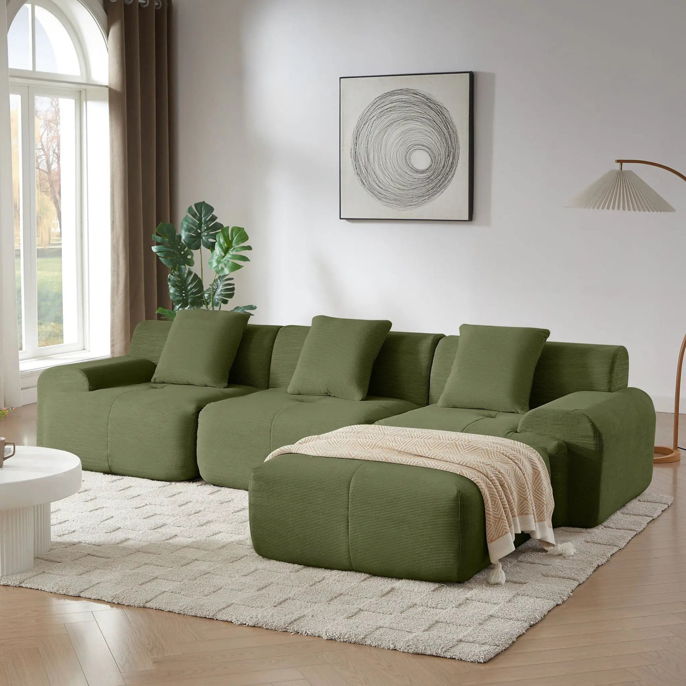 L Shaped Modular Sectional Sofa And Movable Ottoman by HouseOfZazla