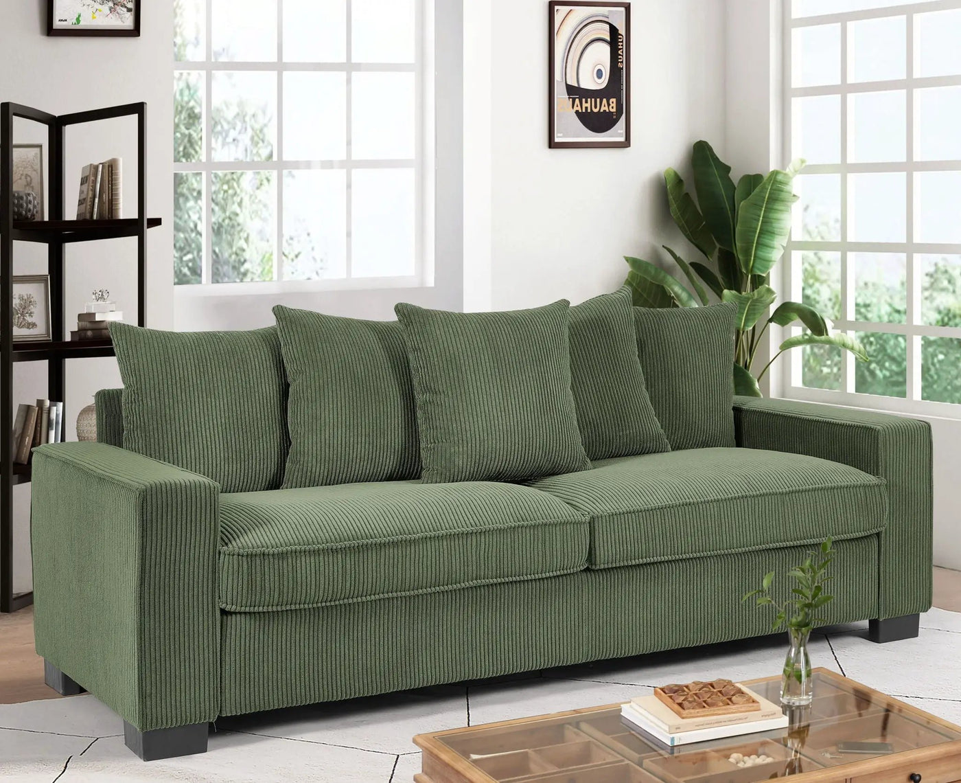 Luxe Sofa With 5 Matching Toss Pillows, Sleek Design, Spacious And Comfortable 3 Seater Couch by Unique Piece Furniture