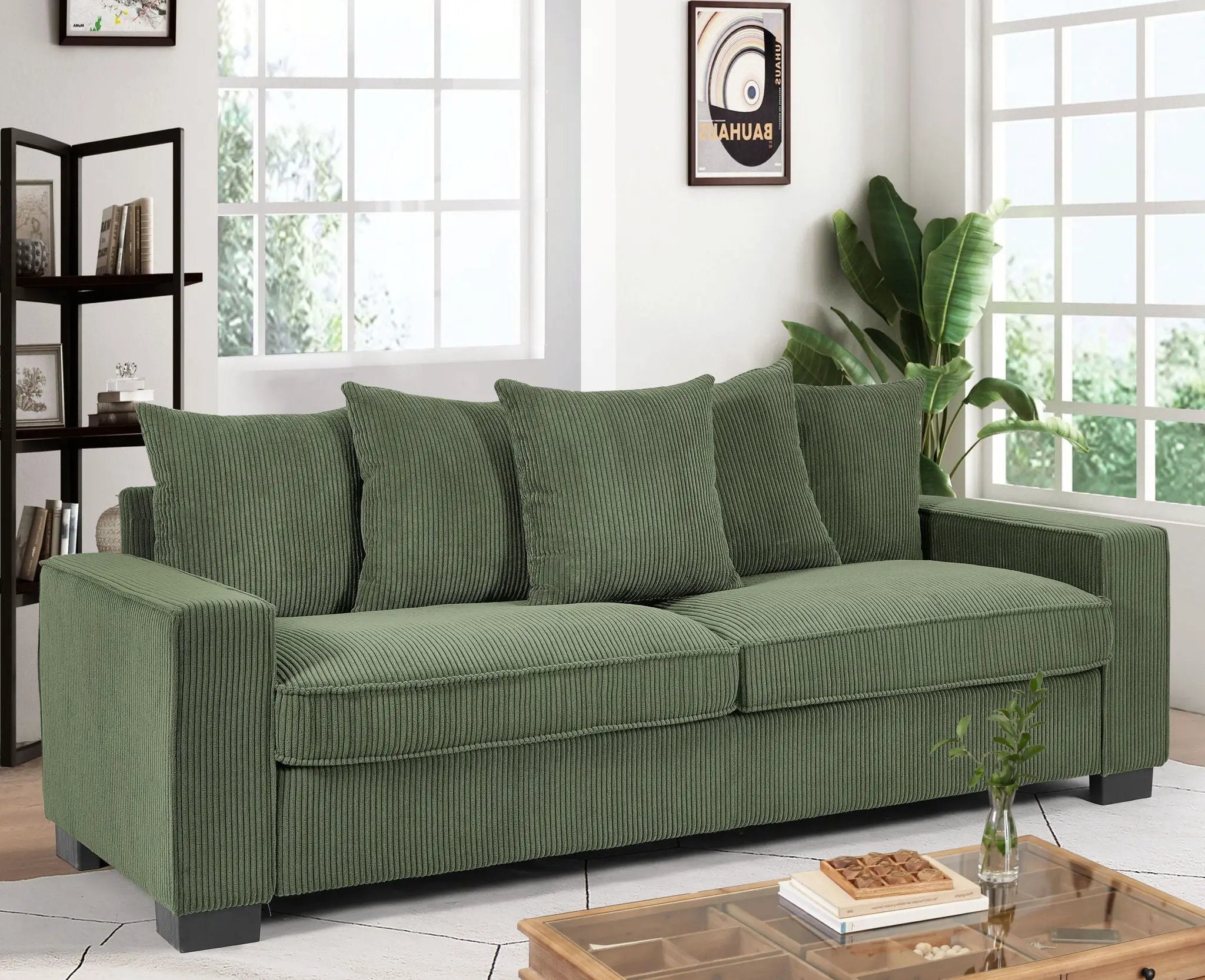 Luxe Sofa With 5 Matching Toss Pillows, Sleek Design, Spacious And Comfortable 3 Seater Couch by Unique Piece Furniture
