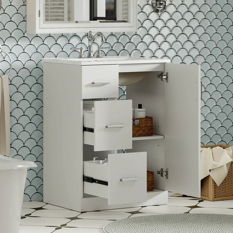 Bathroom Vanity With Under Mount Sink, 2 Drawers And Soft Closing Door