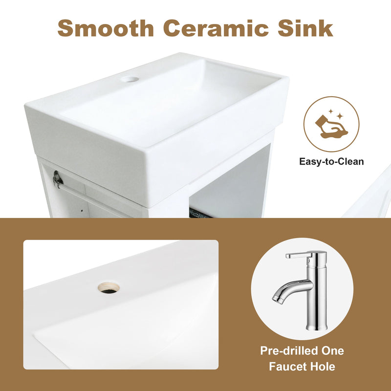 20-Inch Bathroom Vanity with Ceramic Sink and Storage Cabinet by HouseOfZazla