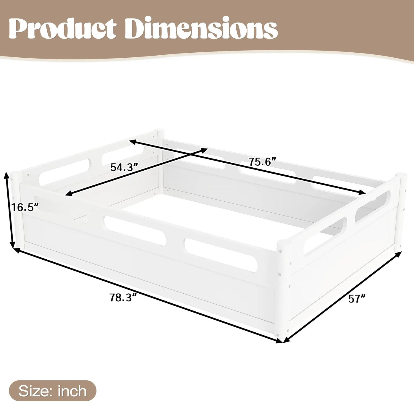 Full Size Floor Platform Bed with Full-length Guardrails by HouseOfZazla