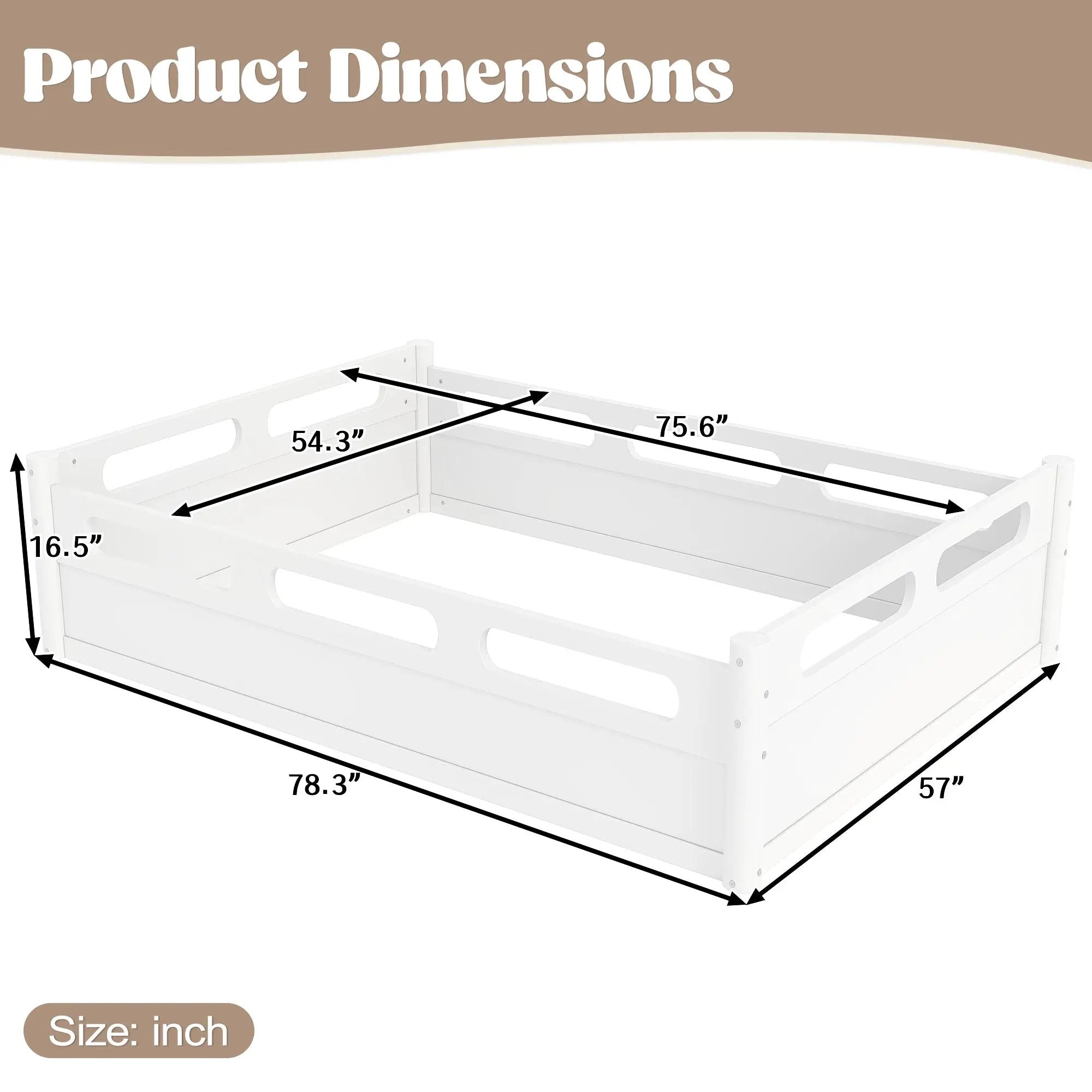 Full Size Floor Platform Bed with Full-length Guardrails by HouseOfZazla