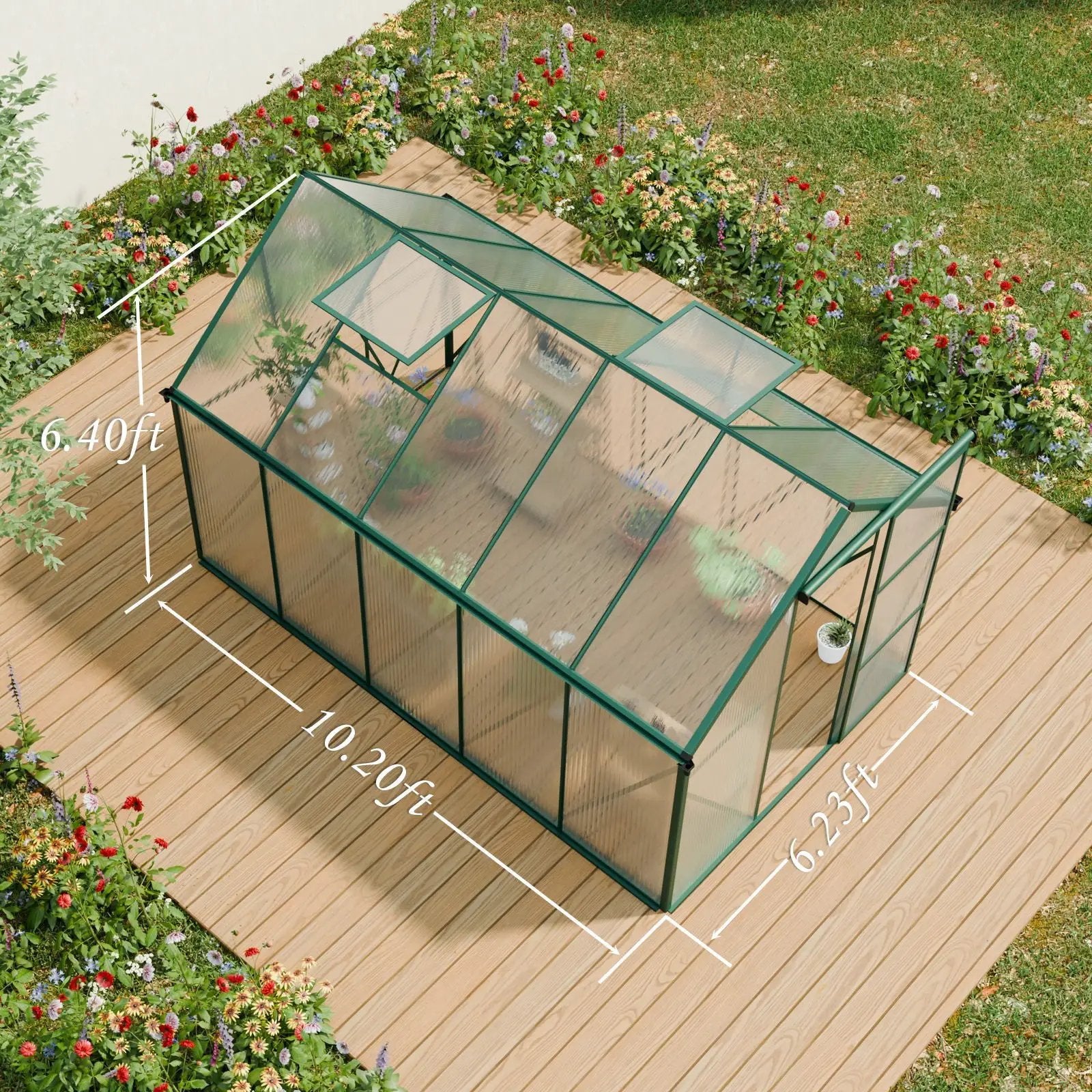 Polycarbonate house Raised Base And Anchor Aluminum Heavy Duty Walk-In houses For Outdoor Backyard In All Season by HouseOfZazla
