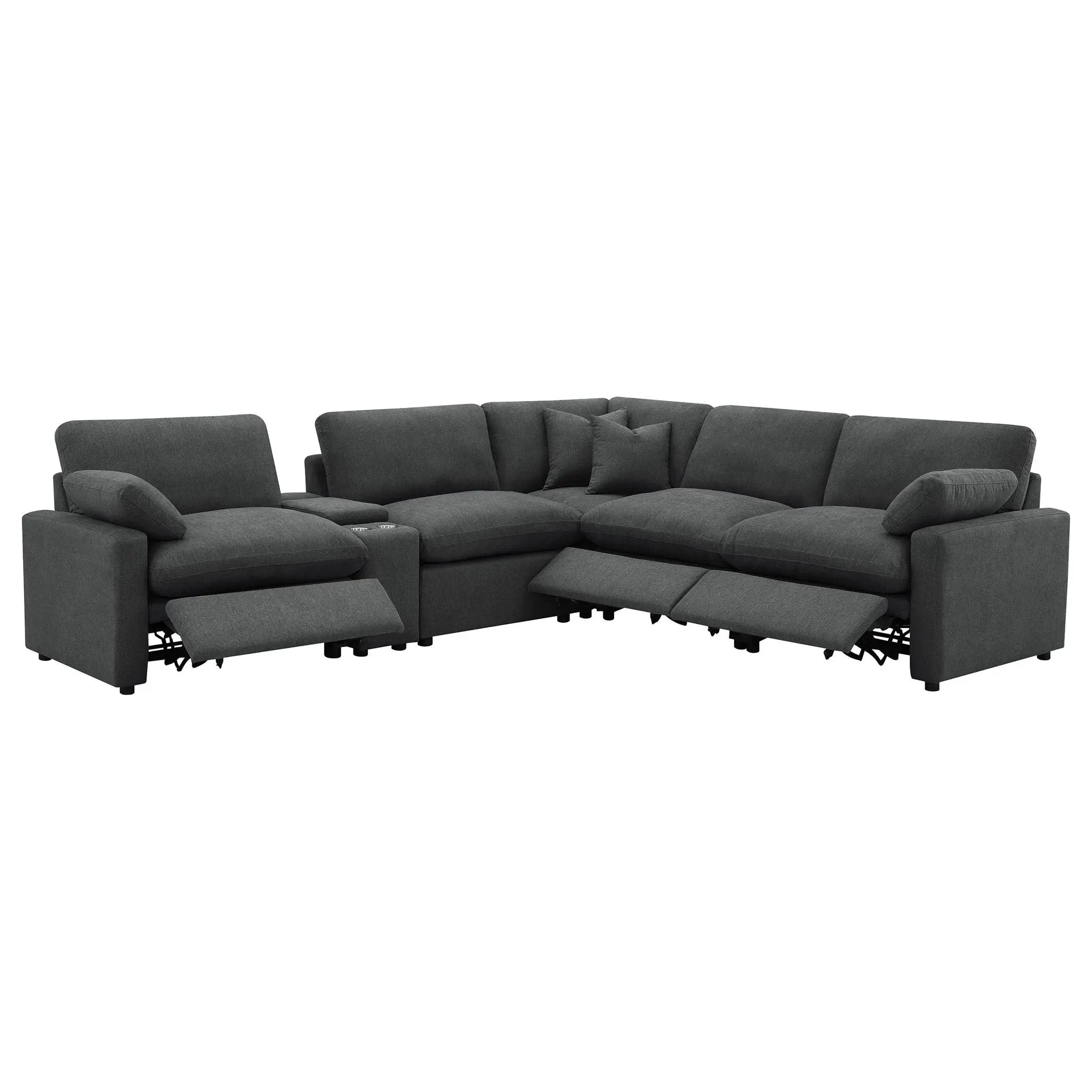 Collins 6-piece Modular Power Reclining Sectional Dark Grey by Unique Piece Furniture