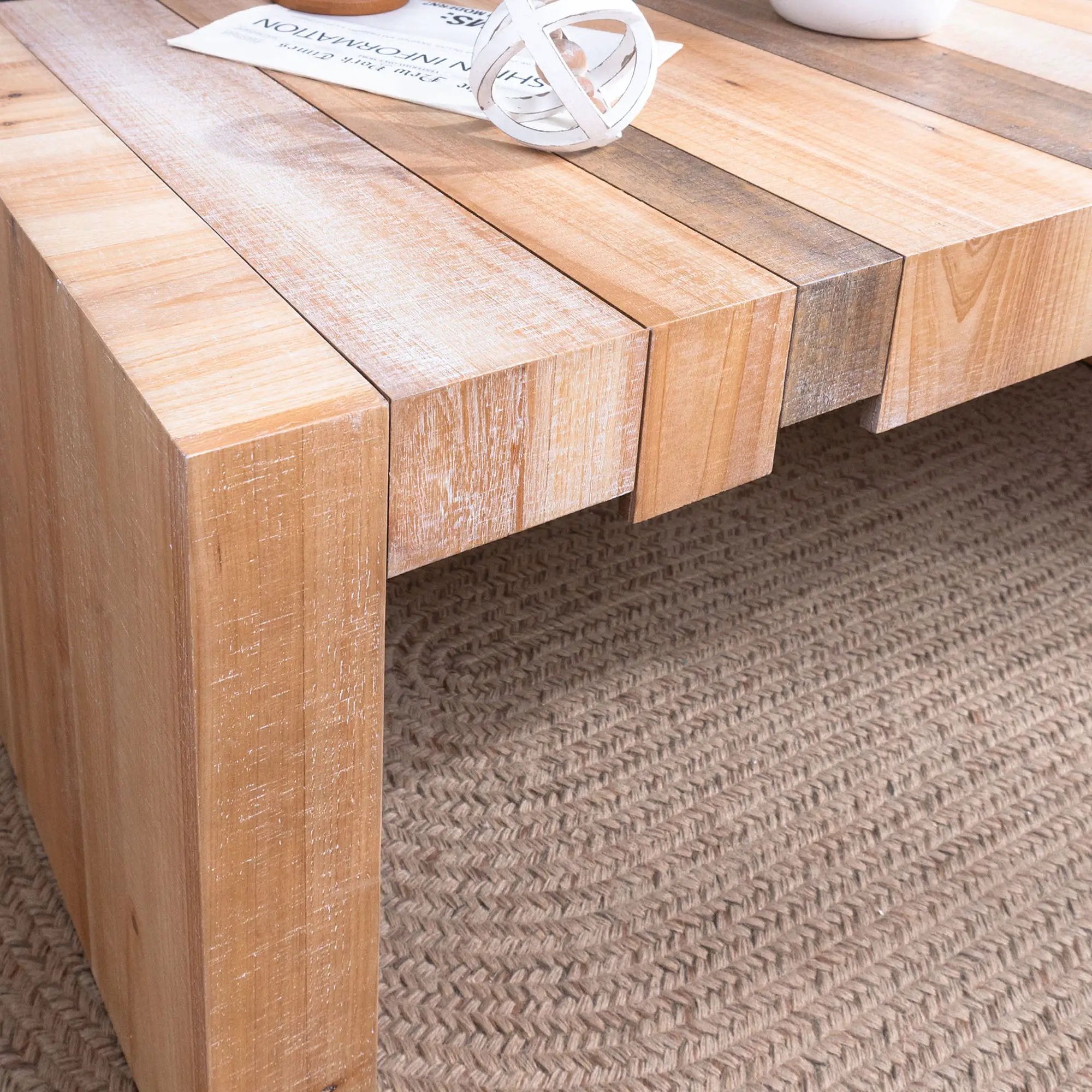 Modern Rustic Table With Sculpted Block Design by Unique Piece Furniture